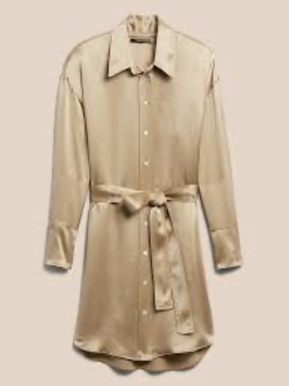 NWT Banana Republic Muse 100% Silk Shirtdress in Maverick Tan - Size Medium!